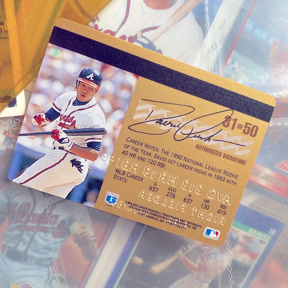 Dave Justice || Studio Gold Sports Trading Card.